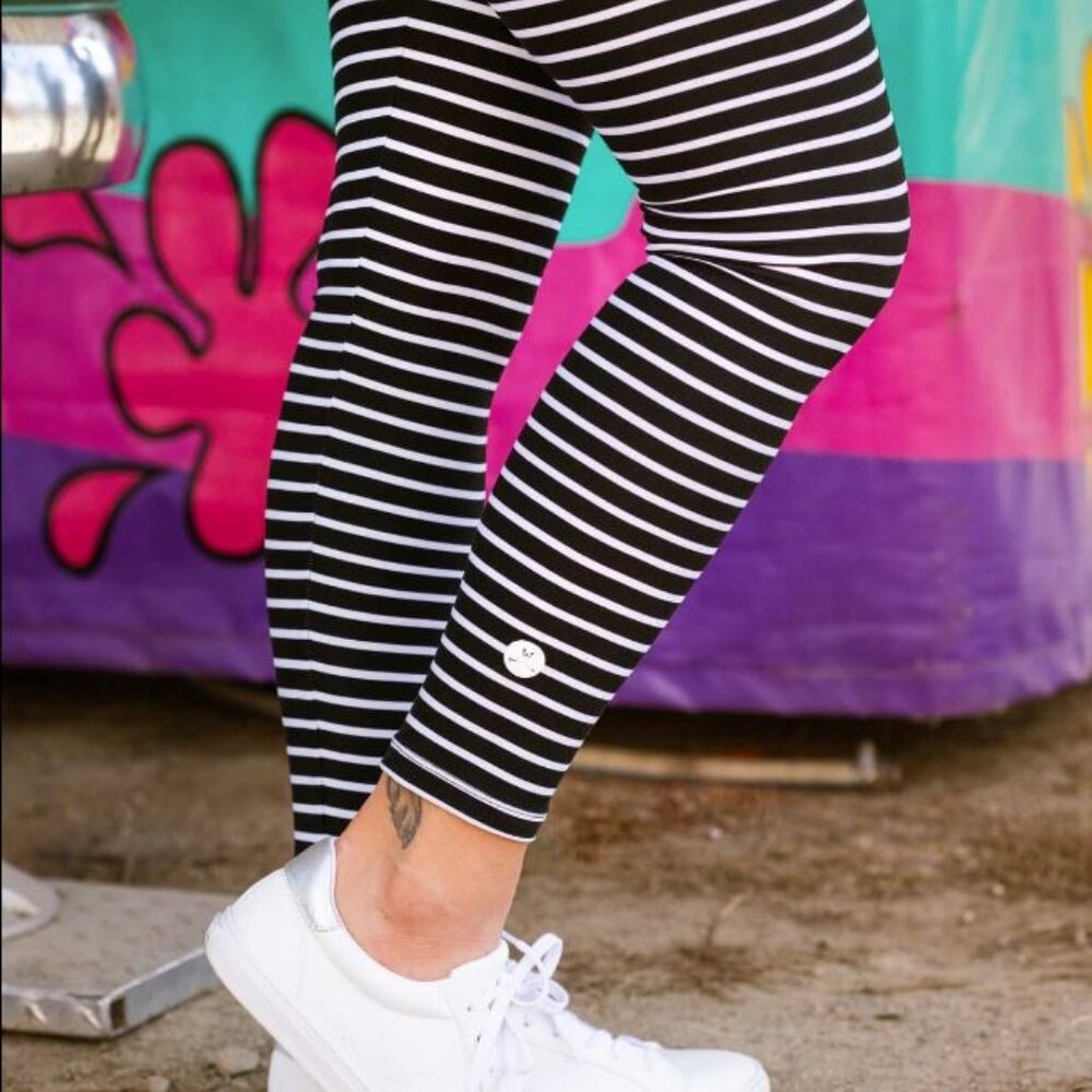 Sweetlegs Black and White Stripe Leggings One Size